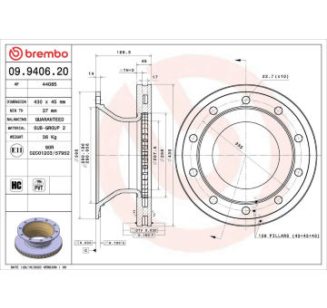 Brzdový kotouč BREMBO 09.9406.20