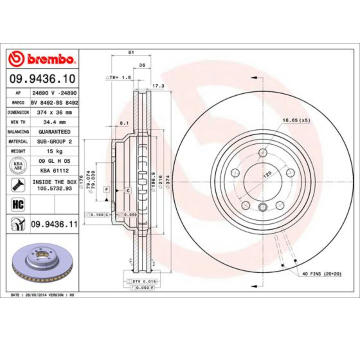 Brzdový kotouč BREMBO 09.9436.11