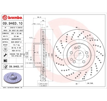 Brzdový kotouč BREMBO 09.9463.11