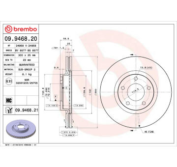 Brzdový kotouč BREMBO 09.9468.20