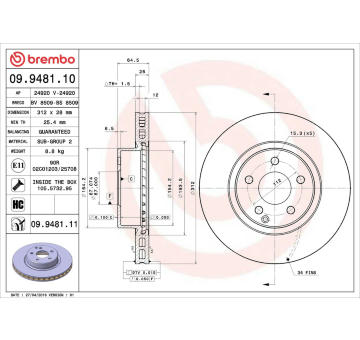 Brzdový kotouč BREMBO 09.9481.11