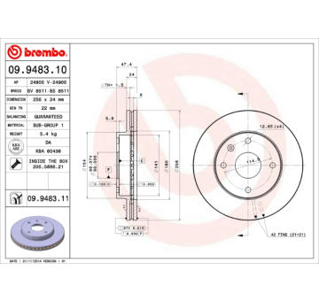 Brzdový kotouč BREMBO 09.9483.11