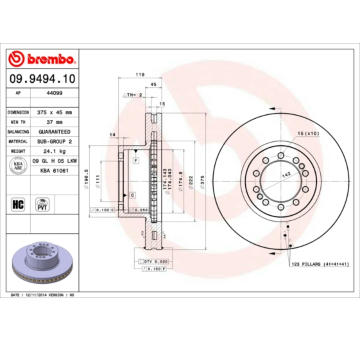 Brzdový kotouč BREMBO 09.9494.10