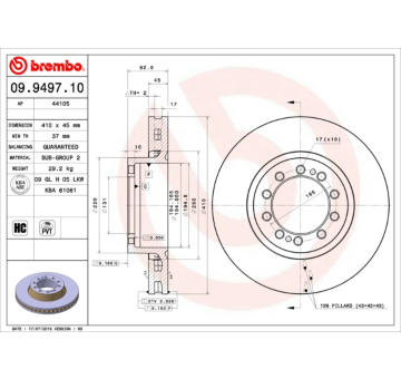 Brzdový kotouč BREMBO 09.9497.10