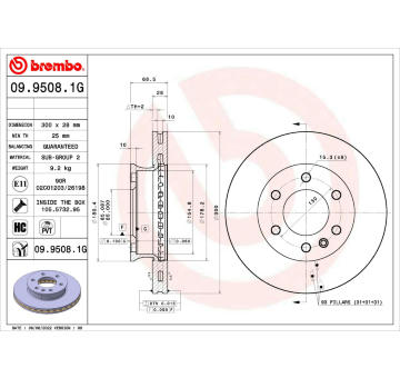 Brzdový kotouč BREMBO 09.9508.1G