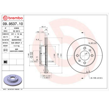 Brzdový kotouč BREMBO 09.9537.10