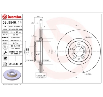 Brzdový kotouč BREMBO 09.9540.11