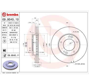 Brzdový kotouč BREMBO 09.9545.11