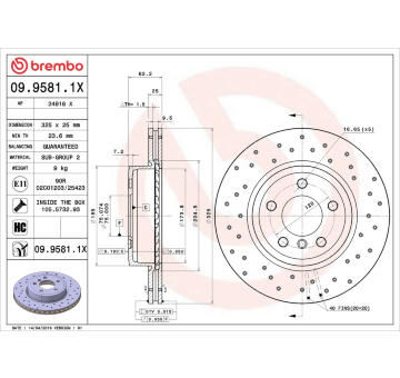 Brzdový kotouč BREMBO 09.9581.1X