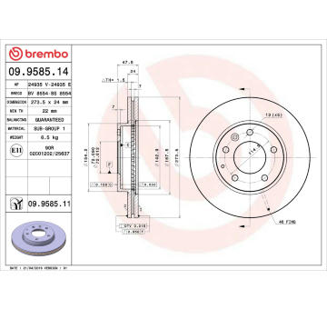 Brzdový kotouč BREMBO 09.9585.14