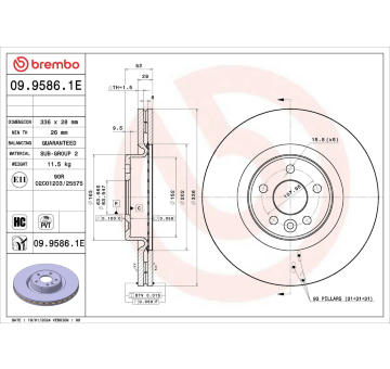 Brzdový kotúč BREMBO 09.9586.1E