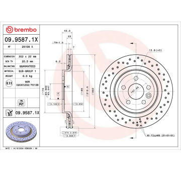 Brzdový kotúč BREMBO 09.9587.1X