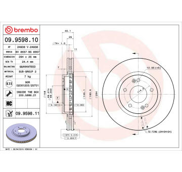 Brzdový kotouč BREMBO 09.9598.10