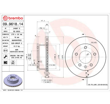 Brzdový kotouč BREMBO 09.9618.14