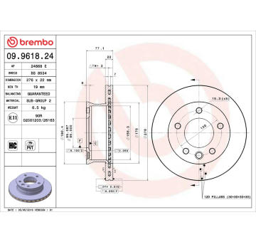 Brzdový kotouč BREMBO 09.9618.24