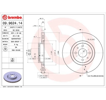 Brzdový kotouč BREMBO 09.9624.14