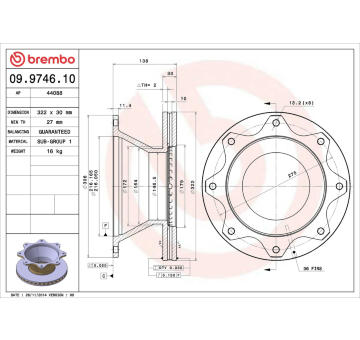 Brzdový kotouč BREMBO 09.9746.10