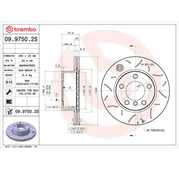 Brzdový kotouč BREMBO 09.9750.2S