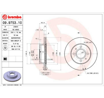 Brzdový kotouč BREMBO 09.9753.10