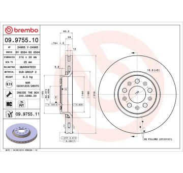 Brzdový kotouč BREMBO 09.9755.10