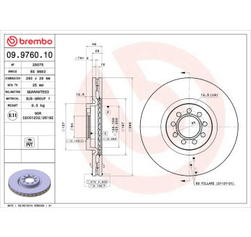 Brzdový kotouč BREMBO 09.9760.10