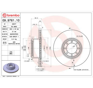 Brzdový kotouč BREMBO 09.9761.10