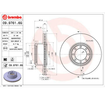 Brzdový kotúč BREMBO 09.9761.6G
