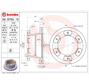 Brzdový kotouč BREMBO 09.9763.10