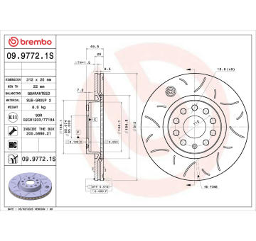 Brzdový kotúč BREMBO 09.9772.1S