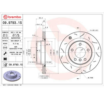 Brzdový kotúč BREMBO 09.9793.1S