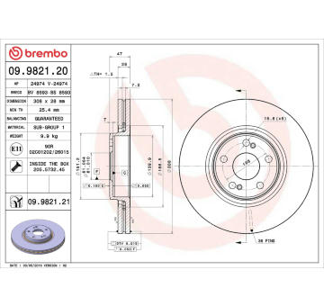 Brzdový kotouč BREMBO 09.9821.21