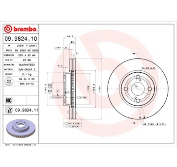 Brzdový kotúč BREMBO 09.9824.11