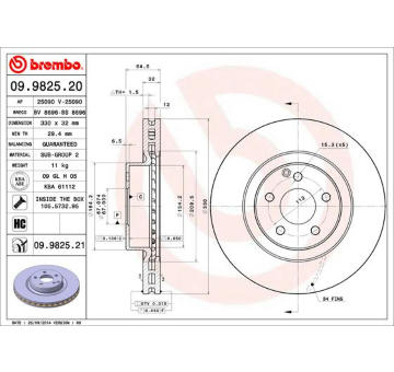 Brzdový kotouč BREMBO 09.9825.21