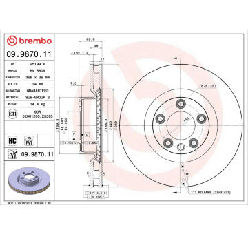 Brzdový kotouč BREMBO 09.9870.11