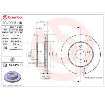 Brzdový kotouč BREMBO 09.9905.11