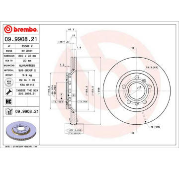 Brzdový kotouč BREMBO 09.9908.21