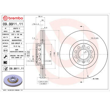 Brzdový kotouč BREMBO 09.9911.11