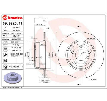 Brzdový kotouč BREMBO 09.9925.11