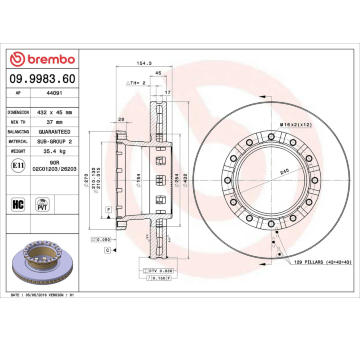 Brzdový kotúč BREMBO 09.9983.60