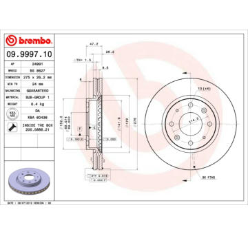 Brzdový kotouč BREMBO 09.9997.10