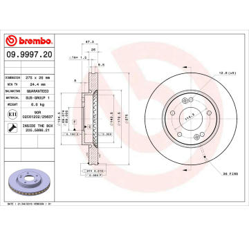 Brzdový kotouč BREMBO 09.9997.20