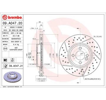 Brzdový kotouč BREMBO 09.A047.21