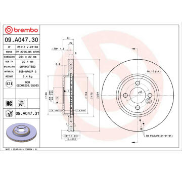 Brzdový kotouč BREMBO 09.A047.31