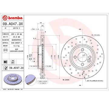 Brzdový kotouč BREMBO 09.A047.3X