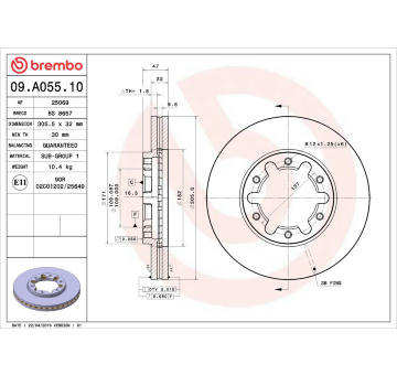 Brzdový kotouč BREMBO 09.A055.10