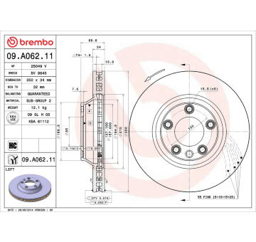 Brzdový kotouč BREMBO 09.A062.11