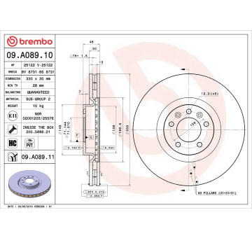 Brzdový kotouč BREMBO 09.A089.10