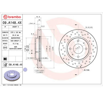 Brzdový kotouč BREMBO 09.A148.4X