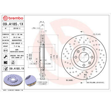 Brzdový kotouč BREMBO 09.A185.1X