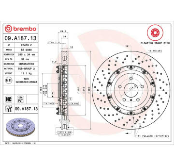 Brzdový kotouč BREMBO 09.A187.13